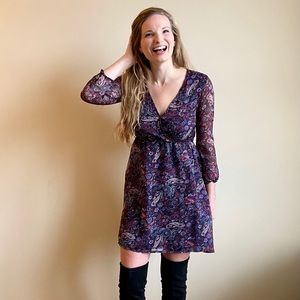 ASOS Diya boho paisley print quarter slv dress